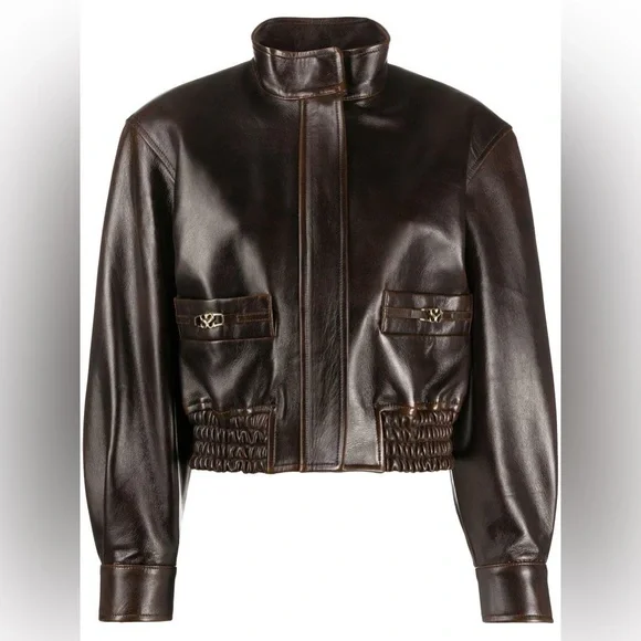Sold - Sandro Vintage Style Leather Bomber Jacket - Picture 2 of 9